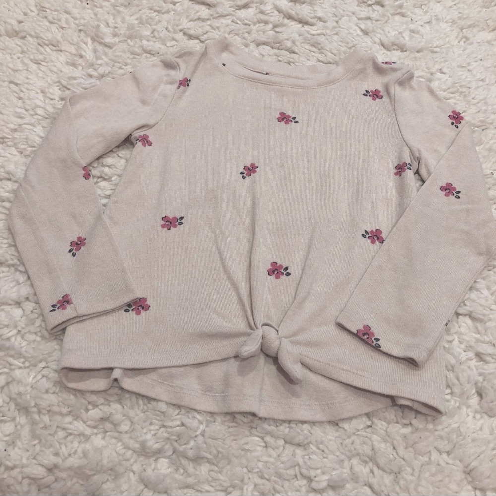 Gap Floral long sleeve Pullover Top girls size S 6-7 beige
